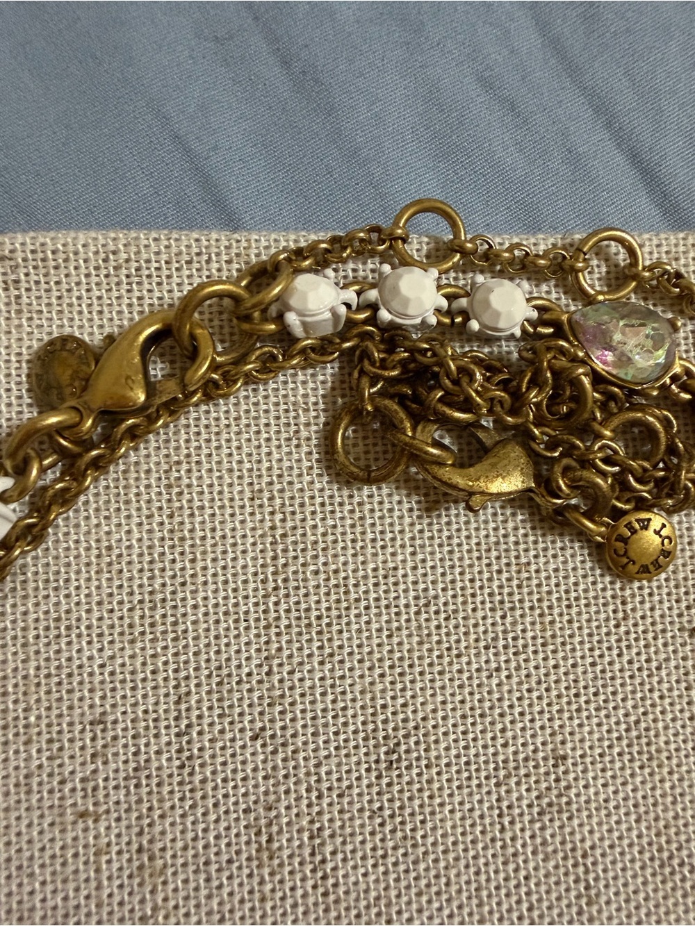 J.CREW Iridescent floral Aurora Crystal Rhinestone Opal Statement Necklace Y2K - Picture 10 of 17